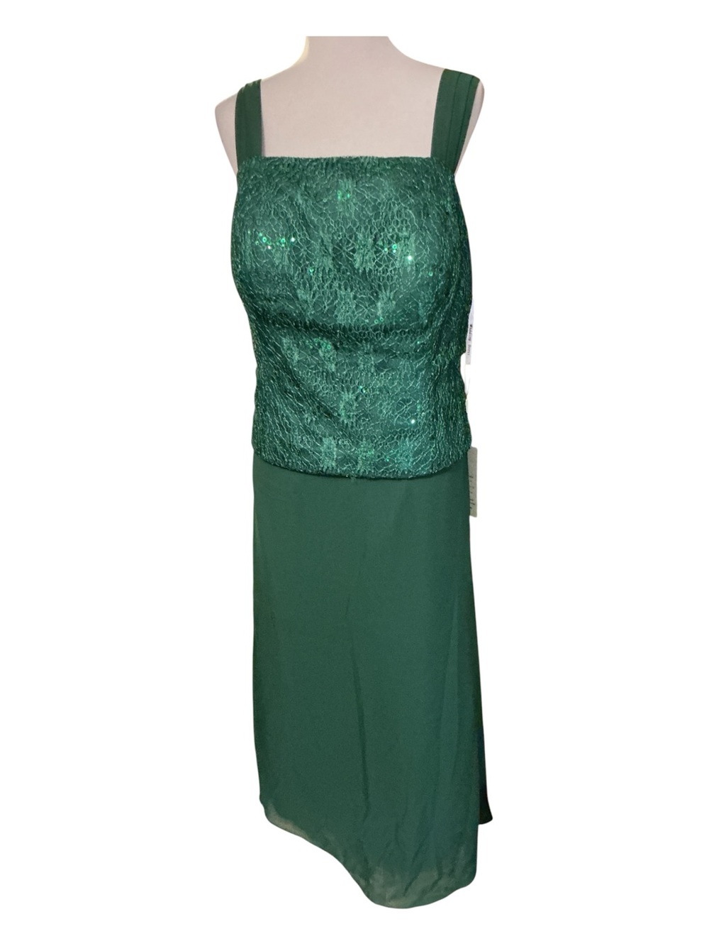 Green Lace & Sequin Maxi Skirt Ensemble